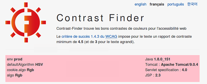 Screenshot: Contrast-Finder / Tomcat 9 / Java 8